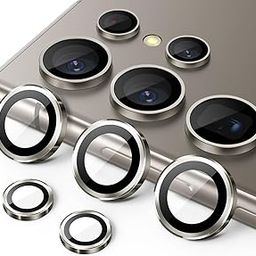 JETech Camera Lens Protector for Samsung Galaxy S24 Ultra, 9H Tempered Glass Metal Individual Ring Cover, Easy Installation Tray, HD Clear, 1 Set (Titanium Grey)-4