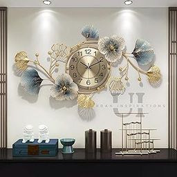Metal Wall Clock Big Antique Decorative Home Interior Stylish Watch & Silent Machine Gold for Bedroom/Living Room/Dining/Office/Cafes/Restaurant/Hotels/House/Hall Items 70cm, Analog-21