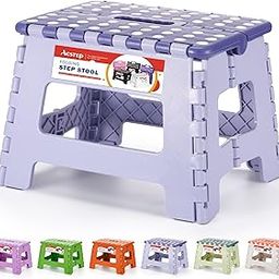 ACSTEP 9 Inch Folding Step Stool 300 LB Capacity Plastic Foldable Step Stools for Kids and Adults, Folding Stool Suitable for Kitchen, Stepping Stool with Handle Bicolor Purple Small Step Stool 1PC-picture-8