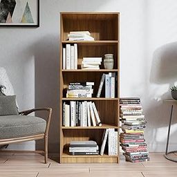 COUCH CULTURE Bravo Engineered Wood 5 Shelves Open Bookshelf Cabinet Book Rack Organizer for Decor Display Unit, Floor Standing Bookcase for Home, Office & Library (Color - Leon Teak, Knock Down)-26