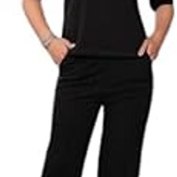 Solid Black Color Co-ord Set for Women | Casual Wear Two Piece Co-ord Set | Western Dress | Stylish Crop Top and Pants Set for Women | Nightwear Top & Lower Set-image-77