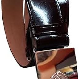 Men's Parade Leather Belt with Chrome Buckle, Formal Uniform Belt for Police, NCC, Army, Security Personnel, Black/Brown-image-69