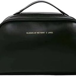 RENVA Travel Makeup Bag Large Capacity Cosmetic Bag With Compartment Waterproof Pu Leather Makeup Bag For Women And Girl Black, 15 cm-35
