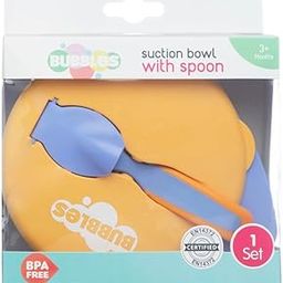 Bubbles Feeding Bowl With Lid, Spoon for Feeding & Weaning, Tableware Set, Soft First Stage Baby Bowl Spoon Set for Kids (Orange - Blue)-picture-21