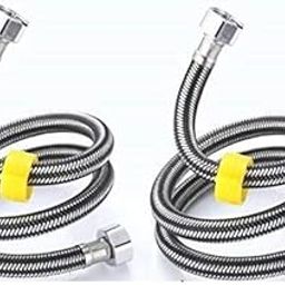 SELLZY 18 Inch SS-304 Black Heavy Duty Connection Pipe for Wash Basin, Geyser, Hot & Cold Water, Basin Mixer – Pack of 2 | Connection Pipe/Tap Connector Pipe-12