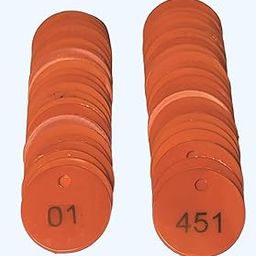 MOREL Orange Embossed Plastic Round Shape Token Coin with Hole USE for Shop, Board Games, Stores, Casino, School.|1 to 500 Numerical Embossed Coins.-0