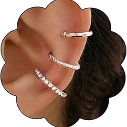 Ear Cuff Earrings for Women Non Piercing Earring Cuff,Cubic Zirconia Trendy Ear Cuffs Earrings Hypoallergenic Gold Rhinestone Ear Clip Earrings for Women-image-118