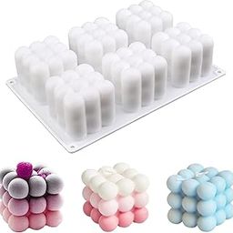 Skytail 6 Slot Bubble Candle Molds, 3D Bubble Cube Silicone Mold for Candles Soap Making, DIY Candles and Cake Decoration, Easy to Demold Pastry, Mousse, Dessert, Trifle, Pudding, Jelly, Cheesecake-image-34