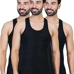 DIGSEL Mens 100% Cotton PERMIUM Quality Black Sleeveless Vest Parker_Pack of 3-image-6