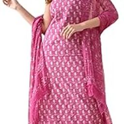 Cotton Unstitched Salwar and Suit Set With Chiffon Dupatta - Purple-picture-23