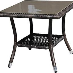 WildMonk Tea Table End Table Coffee Table Garden Furniture for Porch Deck Lawn Backyard Balcony PE Rattan Patio Wicker Side Table (Without Glass) (A11)-15