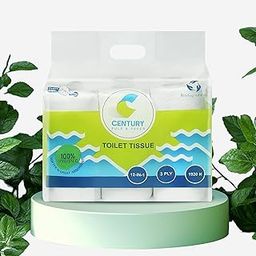 Century 3 Ply Soft & Highly Absorbent Toilet/Bathroom Tissue Paper |100% Natural Virgin Pulp|Biodegradable & Chemical-Free Tissue Roll 12 in 1-160 Pulls Per Roll-image-36