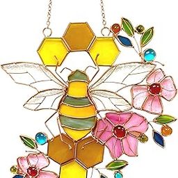 Sun Catchers Stained Glass Window Hanging Bee Hneycomb Suncatcher for Window Home Indoor Outdoor Decoration Ornaments Honeybee Gifts for Beelovers Mothers Teacheres-image-51