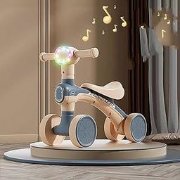 Balance Bike Colorful Lighting Baby for 2-6 Year Old Girl & Boy, Toddler Training Walker, 4 Wheels & Comartable Seat, First Birthday Gift (Blue)-image-69