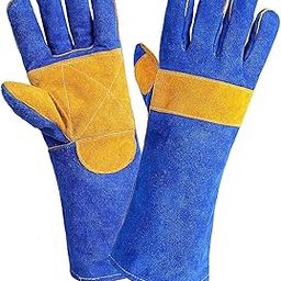 Gardening Leather Gloves for Mig/Farming/Gardening - Blue - Pack of 1-31