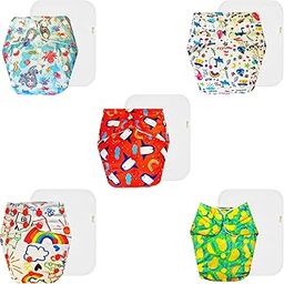 Dumbledo Premium Cloth Diaper with Cotton Insert (Pack of 5) | Snug Fit | 6-Layer Absorbent Pad | Adjustable Snaps | Worry-Free Diapering | 3 Months – 3 Years | Unisex Baby-image-57