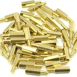 M3 x 12mm + 6mm Male to Female Thread Brass Hexagon Hex Standoff Spacer Pillars - (50 Pcs)-10