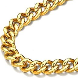 Men Curb Chain Necklace 18K Gold Plated/Stainless Steel/Black Chunky Hip Hop Neck Link Chains for Men Boys 5MM 7MM 9MM 12MM 14''-30'' 8 Length Options + Gift Box-image-11