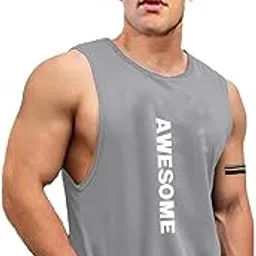 antiloop Men's Printed, Round Neck, Sleeveless T-Shirt for Men, Gym Vest-picture-34