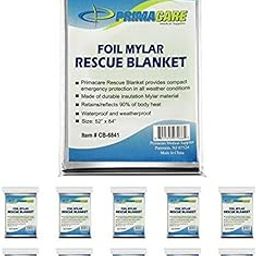 Primacare HB-10 Emergency Foil Mylar Thermal Blanket, 52" Length x 84" Width (Pack of 10)-image-43