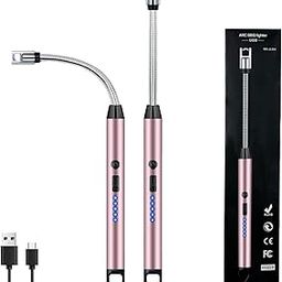 Shopping Spree Heaven 2 PCS Candle Lighter, Electric Lighter Arc Windproof Flameless with 360° Flexible Neck & LED Power Display,USB Rechargeable Lighter for BBQ, Grill, Camping, Fireplace, Stove-12