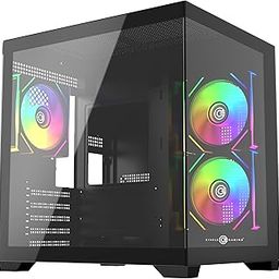 Circle Lucid Micro M3 Mid- Tower Computer Case | Gaming Cabinet - Black| Support M-ATX, ITX | Pre- Installed 3 x 120mm Front and 1 x 120mm Rear ARGB Infinity Mirror Fans-image-55