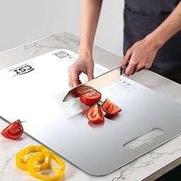CSI INTERNATIONAL Chopping & Cutting Board for Kitchen Stainless Steel Multipurpose Chopper, Vegetables, Fruit Cutter, Heavy Durable Easy to Clean Chopping Board - 31cm × 21cm (Small)-image-42