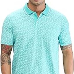 Men's Classic Fit Print Pattern Pure Cotton Half Sleeve Polo Neck Casual T-Shirt-38
