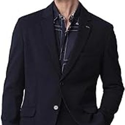 mufti Navy Solid Single Breasted Blazer-picture-35