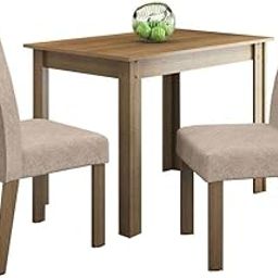 Madesa 2 Seater Dining Set Rectangular Table Top Sturdy Wooden with Cushioned Seats 104 Cm for Dining Room and Kitchen - Brown/Beige-image-13