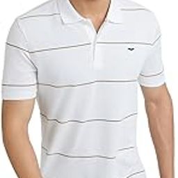 Men's Cotton Polyester Blend Stripe Pattern Slim Fit Rib Collar Polo Neck Half Sleeve Casual T-Shirt-image-46