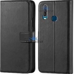 Leather Vintage Shock Proof Flip Case Back Cover for Vivo Y15 Sport (Flexible | Leather Finish | Card Pockets Wallet & Stand | Black)-image-27