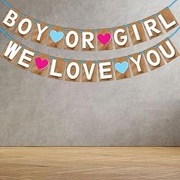 Wobbox Baby Shower Bunting Banner Jute Style "Boy Or Girl We Love You" Bunting Banner, Baby Shower Decoration Item, Baby Shower Party Decoration-image-84