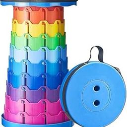 QURAX Portable Collapsible Folding Chair Retractable Plastic Stool for Outdoor Fishing Camping Hiking Travel BBQ Adjustable Telescoping Foldable Camping Stool (Multicolor)-image-12