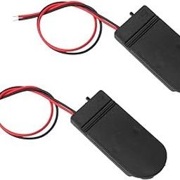 Electronic Spices 2Pcs CR2032 Battery Holder with Switch 2x3V coin cell holder cr20322 Battery Holder Case Box with Wire Lead ON-Off Switch (Black)-image-71