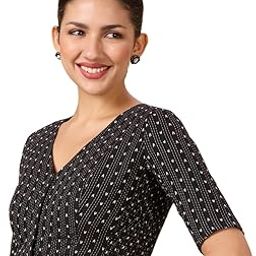 Women's Black Cotton Handloom Stretchable (Smocked) Readymade Saree Blouse-5