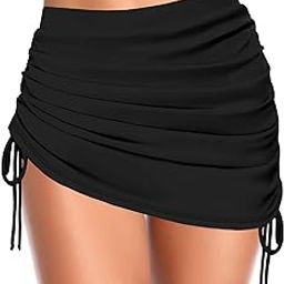 Women's Swimdress Drawstring Ruched Swim Skirt Side Pull Tie Swimsuit Bottom-image-12