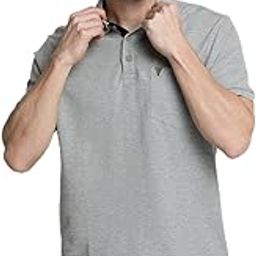 Regular Fit Men Athleisure Short Sleeve Polo T-Shirt - 100% Combed Cotton - Chest Pocket, Soft Handfeel_60042_Grey Melange_M-image-2