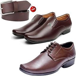 Modern Trendy Formal Shoes/Party Shoes/ 2 Shoes Combo with Free Belt for Men and Boys -P2628-image-11