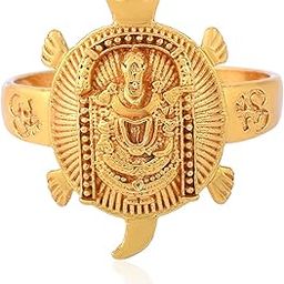 Gold Plated Brass Tirupati Balaji Sri Venkateswara Good Luck Tortoise/Turtle Finger Ring-image-95