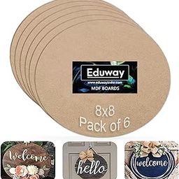 Eduway® 8 Inch Round MDF Board for Mandala, Lippan, Resin Art & Craft 4mm Thick,Pof 6 Premium Cardboard Material for Artists, Art & Craft - Hard Cutout in Small and Large Sizes (20x20 cms)-16