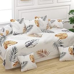 Diwan Set Covers Cotton 8 Pieces Pure Cotton Designer Printed Standard Diwan Set (1 Single Bedsheet, 2 Bolster Covers, 5 Cushion Covers) (Multicolor)-image-2
