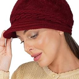 Fashionable Woolen Visor Beanie Cap for Women | Girls - Maroon (4022, Free Size)-image-74