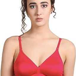 Women's Cotton Solid Wire-Free Full Coverage Bra | Adjustable Straps | Hook & Eye Closure | Soft Everyday Bra-image-100
