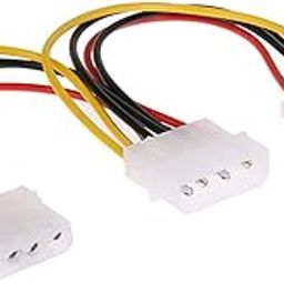 LipiWorld 4 Pin Molex Male to 2 Ports Molex IDE Female Power Supply Y Splitter Adapter 17Cm Cable for PC,Cooling Fan CD Driver Hard Disk (Molex 4P Male to Dual Female Pack-1),Multi-colored-18