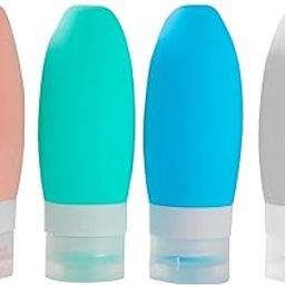 MVM Enterprise Leak Proof Travel Bottles, TSA Approved Silicone Squeezable Shampoo Refillable Toiletry Cosmetic Container, 2oz Portable Traveling Size Liquid Containers Kit 4 Pcs-image-3