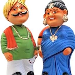 Hastha Kalalu Traditional Kondapalli Thatha-Bamma Nodding Head Toy | Budda Buddi Pair for Bommala Koluvu and Navaratri Golu | Handcrafted Indian Bobble Head Dolls for Festive and Home Decor-22