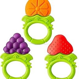 Alya The Cheeky Kidzz Pack Of 3 Baby Fruit Shape Soft Silicone Teether Teething Toys For Baby Textured Molar Teeth Soother Massage| Infants Dental Care Baby Teether(Design 707)-11