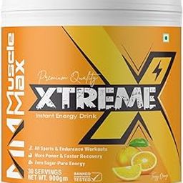 MUSCLE MAX Xtreme Instant Energy Drink For Workout,Sports Drink For Men&Women,Energy Supplement,Instant Hydration 30 Servings, Banned Substance Tested (900gm, Tangy Orange)-image-128