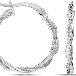 lecalla 925 Sterling Silver Twisted Hoop Earring | BIS Hallmarked Twisted Click-Top Hoop Earrings for Women and Girls-picture-32